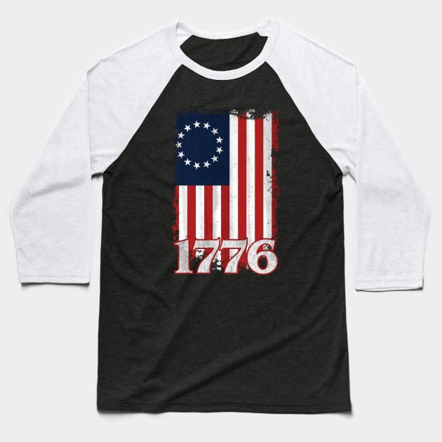 Betsy Ross Flag Vintage America First 1776 Betsy Ross Flag Baseball T-Shirt by TextTees